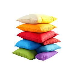 Colorful Pillows Stacked In A Rainbow Formation