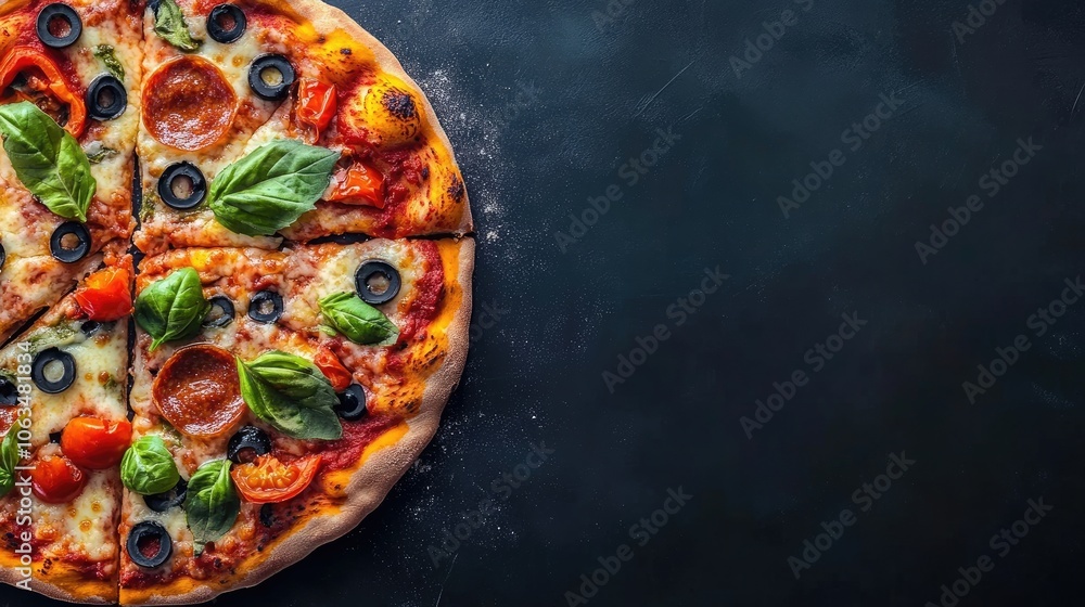 Poster isolated pizza generator with vibrant toppings, emphasizing the deliciousness of pizza. the image ca