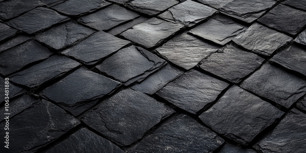 Poster a texture background featuring black granite tiles, showcasing the unique patterns and appearance of