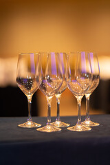 empty glasses on table