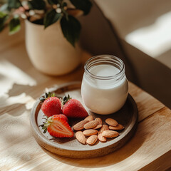 Fresh natural homemade organic yogurt 