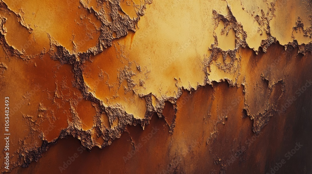 Poster rust patina wall in a copper hue displayed with a unique texture. this image captures the essence of