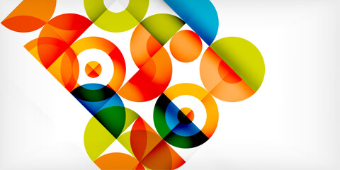 Minimal geometric abstract background. Circle square and triangle design. Trendy techno business template for wallpaper, banner, background or landing