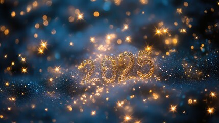 Fototapeta premium Glittering 2025 New Year Celebration Background