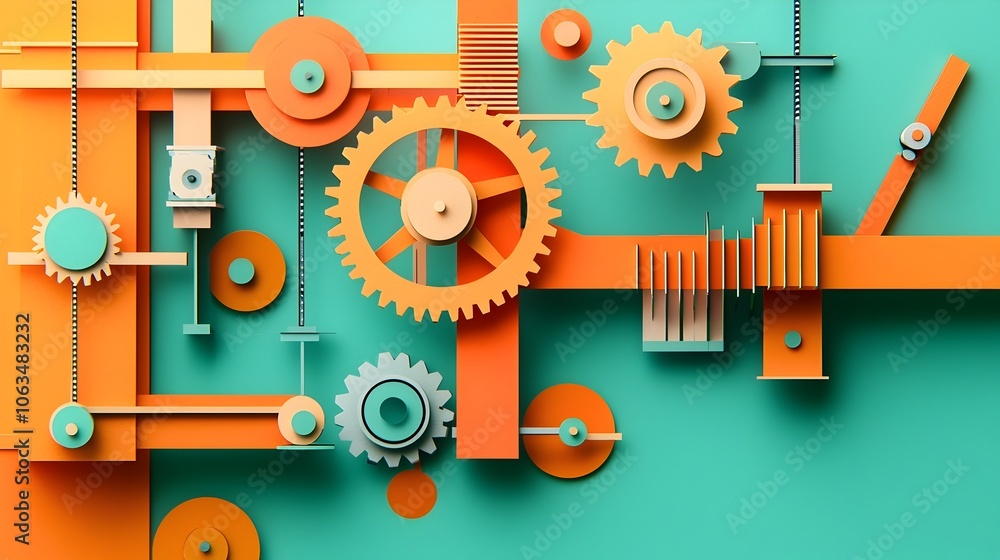 Aufkleber intricate paper cut physics experiment with layered weights pulleys and levers a colorful abstract o