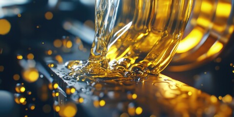 A detailed view highlighting car maintenance activities that involve the use of synthetic oil for optimal engine performance and protection.
