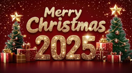 Glittering Christmas Celebration with Gifts and Trees