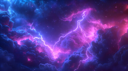 A Powerful Lightning Storm with Striking Illuminations Against a Stunning Dark Gradient Background