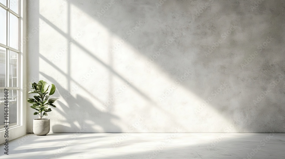 Poster a minimalist design with light gray shadow overlay on a white wall creates a natural effect, providi