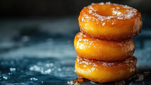 Sweet sugar glaze Kue Cubir, a delightful Indonesian treat, offers a tempting sugar glaze that enhances its flavor. This image captures the essence of Kue Cubir with ample copy space.