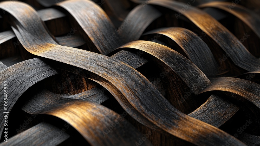 Poster modern abstract background highlights luxurious wooden textures complemented by intricate iron model