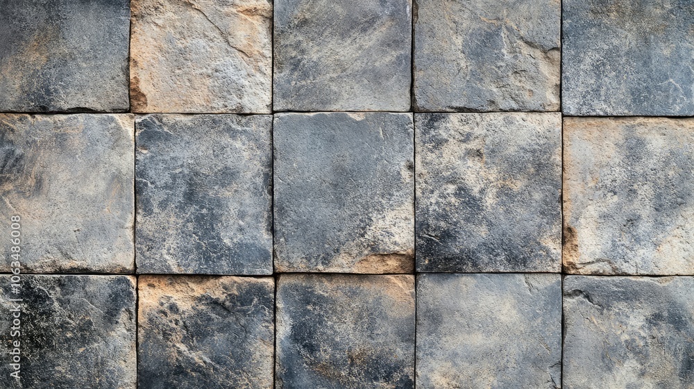 Poster vintage rustic stone tiles create a textured background, presenting an empty gray panorama that evok