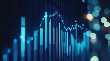 Abstract Stock Market Chart with Blue Lights