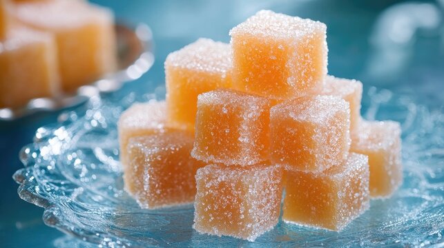 Sweet sugar glaze Kue Cubir, a delightful Indonesian treat, offers a tempting sugar glaze that enhances its flavor. This image captures the essence of Kue Cubir with ample copy space.