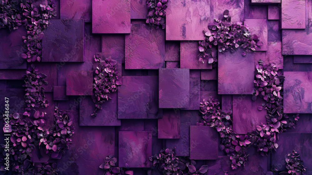 Poster a colorful pattern of squares with a pink background