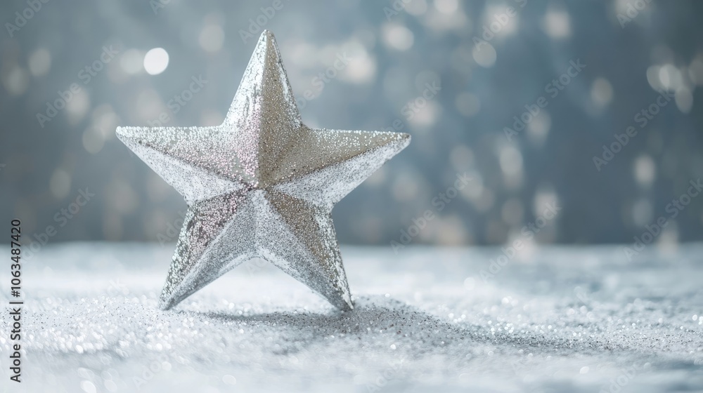 Aufkleber sparkling silver star painted with a freebrushing technique, creating a unique and vibrant display o