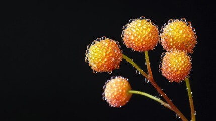 Glistening Spilanthes, commonly known as the Zombie Plant, adorned with delicate beads of water, captures the beauty of nature. This Spilanthes image offers ample copy space for creative use.