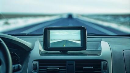 Modern GPS Navigation Dashboard in Vehicle