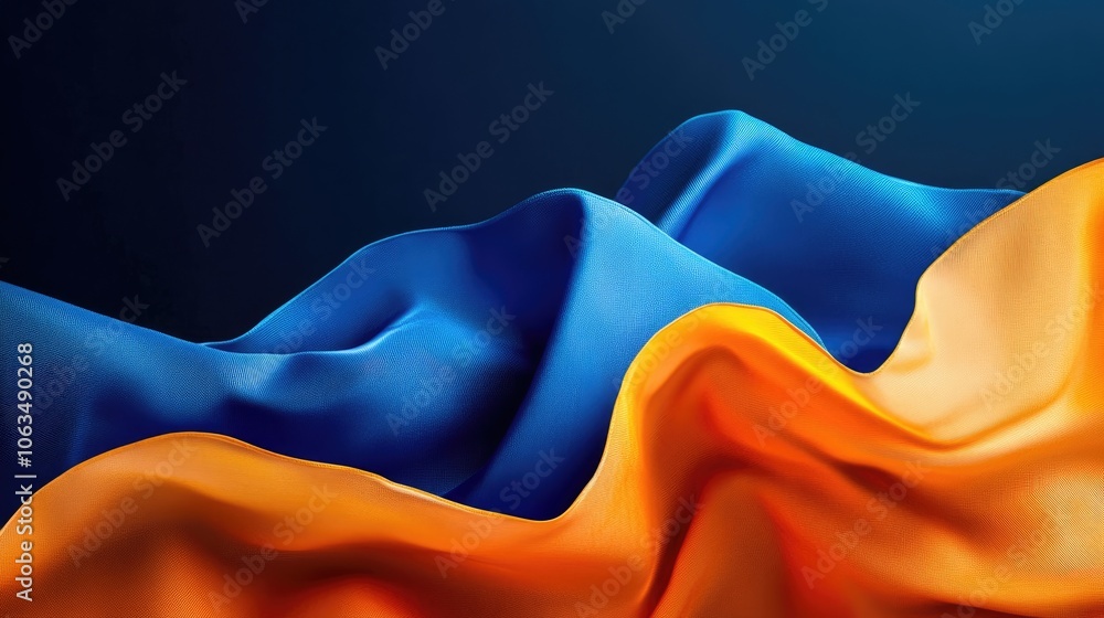 Poster bold contrasts of blue and orange create a confident vibe, perfect for any project. this striking im