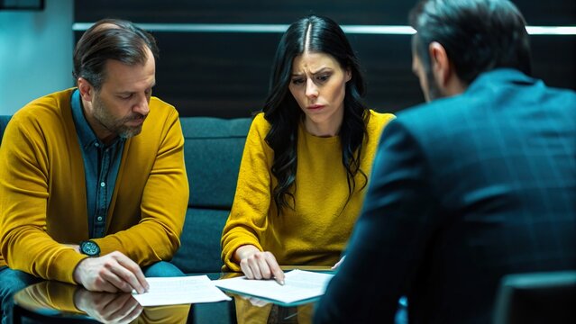 Couple Consulting Financial Advisor During Divorce Review