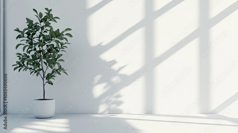 Poster a minimalist design with light gray shadow overlay on a white wall creates a natural effect, providi