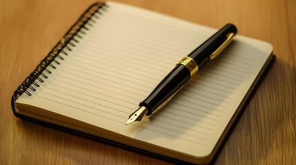 Blank Journal Page and Fountain Pen Symbolizing New Beginnings in Creativity and Life