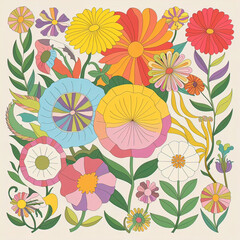 bright live flowers for printing on fabric, beautiful colors, 3D printing, wallpaper template, abstract floral wallpaper.