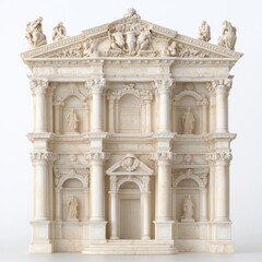Obraz premium Ornate architectural model resembling a classical facade with sculptures.