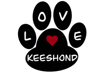 Vector of a dog paw print with the word "Keeshond" inscribed inside