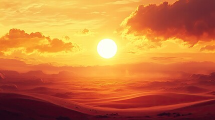 Fototapeta premium Serene Sunset Over Desert Landscape