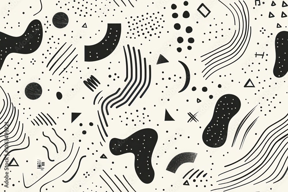 Poster minimal seamless pattern with geometric shapes