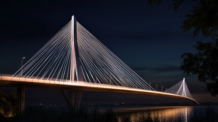 Obraz premium A modern cable-stayed bridge with sleek lines and innovative design