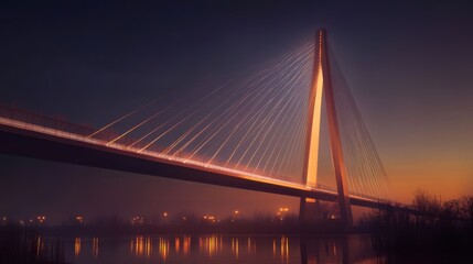 Fototapeta premium A modern cable-stayed bridge with sleek lines and innovative design