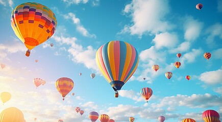 Obraz premium close up of hot air balloon in the air, hot air balloons in the air