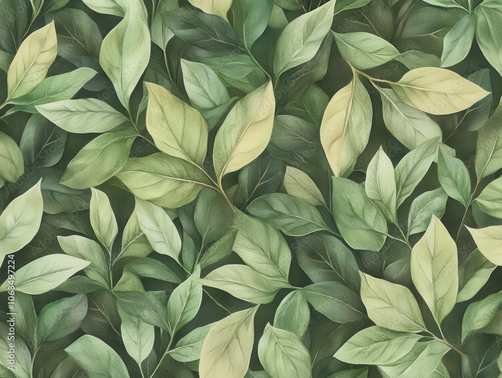 Poster soft botanical textures with overlapping leaves