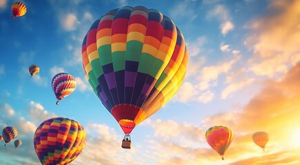 Obraz premium close up of hot air balloon in the air, hot air balloons in the air