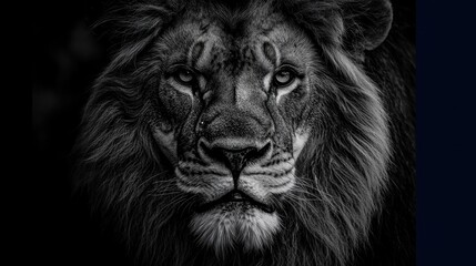 Majestic Lion Close up Portrait in Black and White