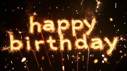 Bright Birthday Sparkler Message Sparkling in the Darkness for Celebration : Generative AI