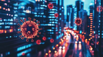 Obraz premium Coronavirus Pandemic Cityscape Illustration