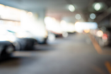 Abstract blurred condominium indoor car park building