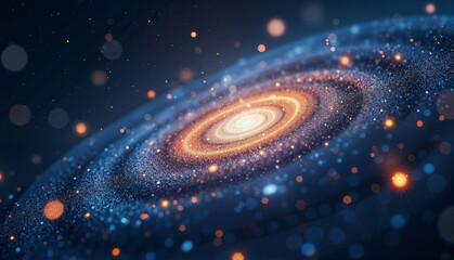 Swirling Galaxy with Radiant Stars and Colorful Nebulae in a Dark Space Setting, Illustrating the Vastness and Wonder of the Universe