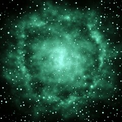 Obraz premium A cosmic scene featuring a green nebula surrounded by stars.