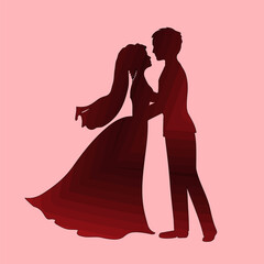 silhouette of bride and groom