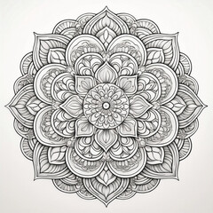 Hand drawn mandala lotus flower drawing