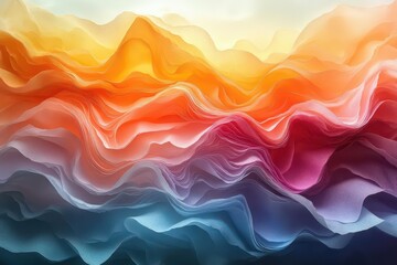 Fototapeta premium flowing abstract waves of pastel watercolors blend seamlessly into a soft gradient creating an ethereal background perfect for text