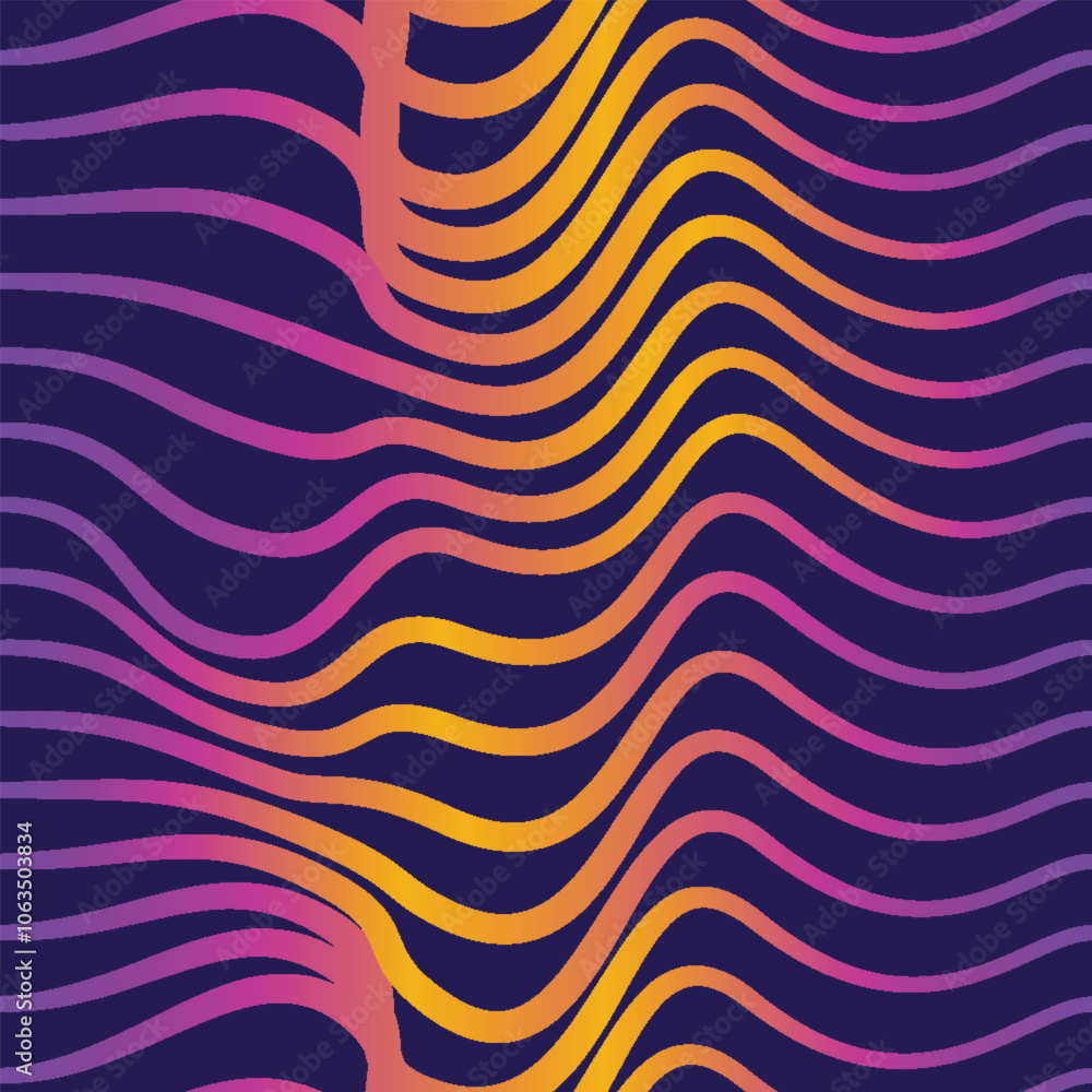 Poster seamless abstract pattern with wavy lined shapes