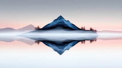 Misty Mountain Reflection Landscape