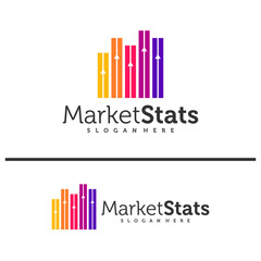 Chart stats logo template. Market success vector design. Growth graph illustration