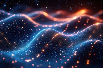 futuristic blue abstract background featuring a complex network grid with glowing particles creating a scifi digital atmosphere ideal for technology themes and data representation