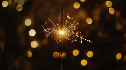 Sparkler Against a Blurry Background of Lights